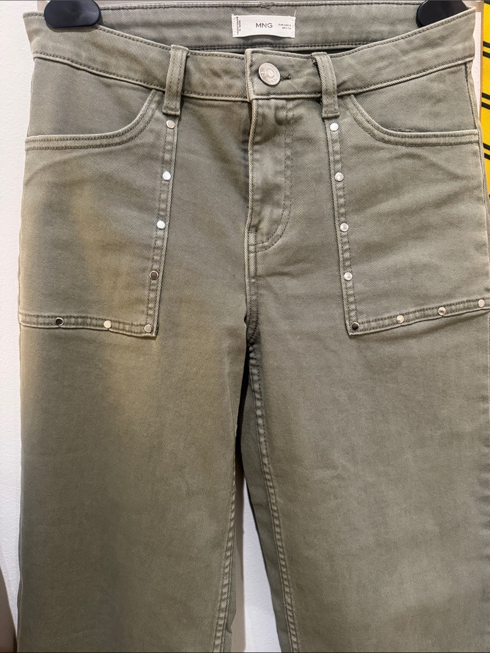 Mango Men's Straight Utility Jeans in Olive